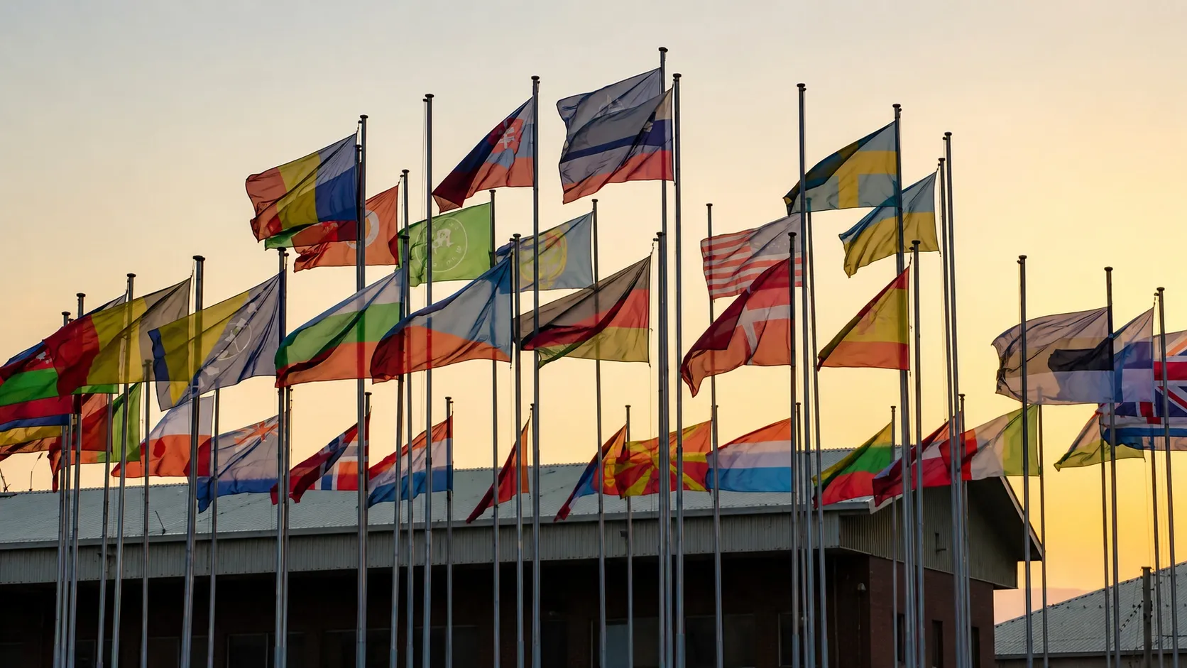Flags of NATO member states outside NATO headquarters